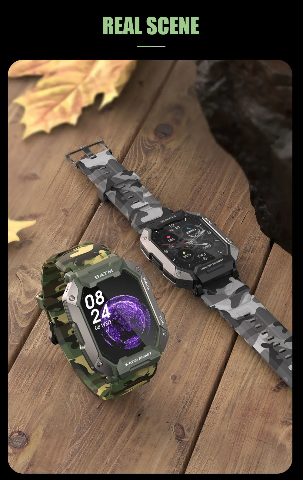 KALOSTE Smart Watch 2022 New Outdoor Sport Smart Watches Heart Rate Blood Pressure 5ATM Waterproof Bluetooth Smartwatch For Mens