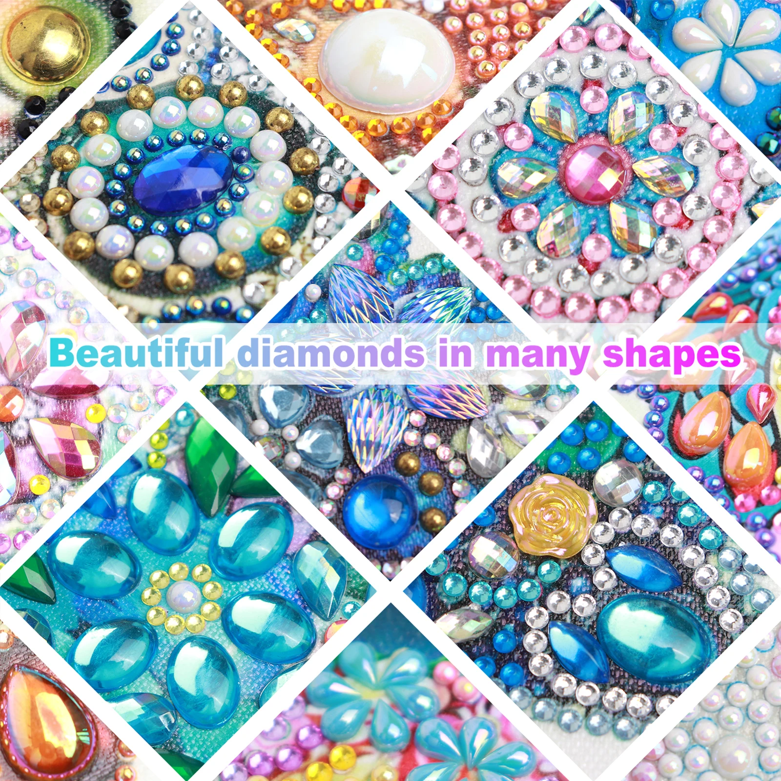 Kit Diamantato Fai-da-te a Forma Speciale di Gatto per Adulti Principianti, Decorazione Domestica, Kit Arte con Diamanti e Gemme 11.81x11.81in - immagine 5