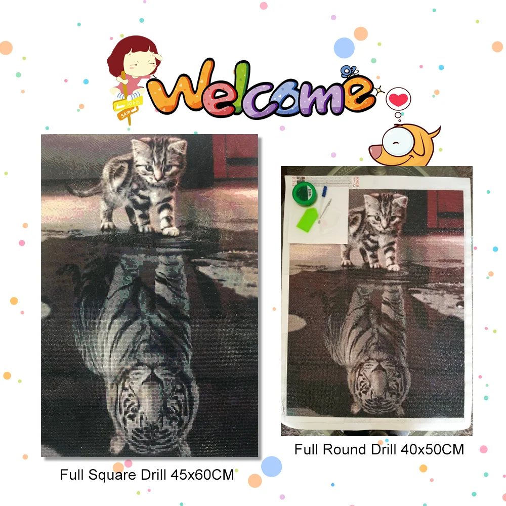 Diamond Painting 5D Cat Full Square Diamond Embroidery Animals Rhinestones Mosaic Home Decor