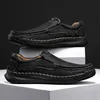 Outdoor Leather Men Sneakers Slip on Casual Shoes Handmade Man Walking Shoes Light Loafers Moccasins Comfortable Hiking Footwear 6