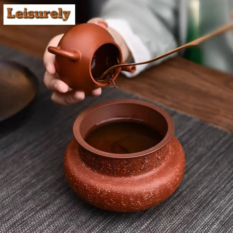 430ml Boutique Yixing Purple Clay Tea Washing Basin Handmade Raw Ore Coarse Sand Clay Tea Residue Barrel Jianshui Ceremony