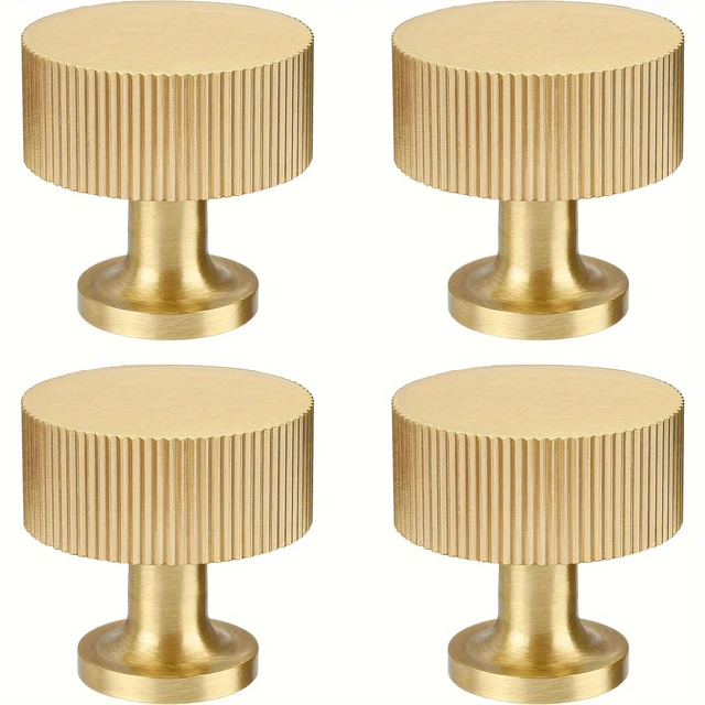 Perillas de gabinete de latón retro, elegantes tiradores acanalados para cajones, tocador, tiradores de gabinete de metal dorado moderno para el hogar