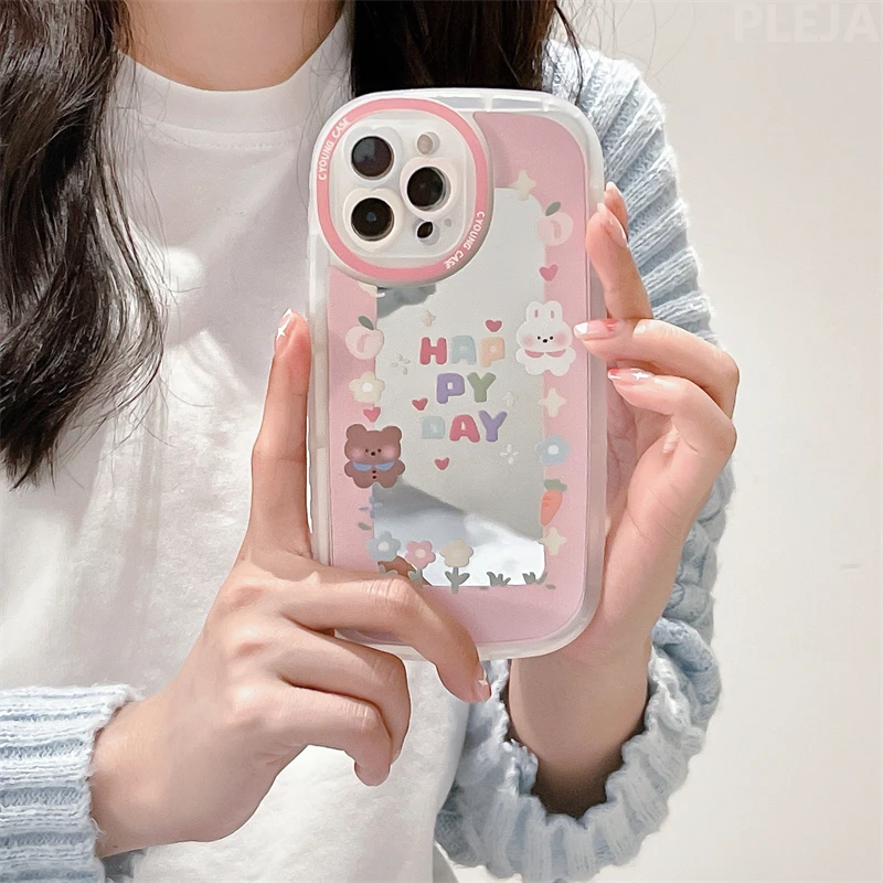 Pink Happy Day Mirror Back Floral Cute Phone Case For Iphone 13 Pro 12 11 Pro Max X Xr Xs Max Cover Camera Protection Soft Cases Aliexpress Pink Happy Day Mirror Back Floral Cute Phone Case For Iphone 13 Pro 12 11 Pro Max X Xr Xs Max Cover Camera Protection Soft Cases Aliexpress