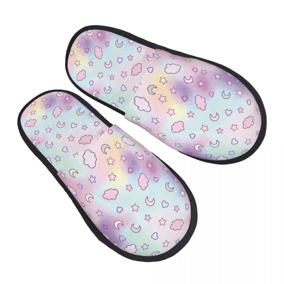 

Тапочки зимние с фантастическими облаками, луной, звездами, единорогом, радугой
