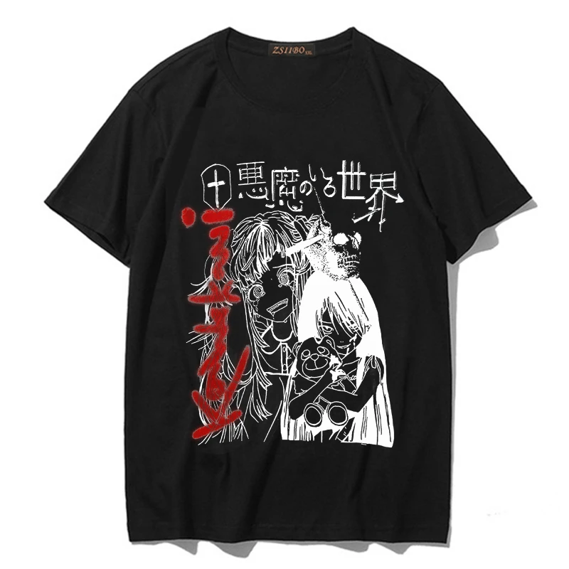 Kawaii női túlméretezett pólók Haruku zenei lány mintás crop póló gótikus rövid ujjú felső női póló fekete Ladies379_voghion.com