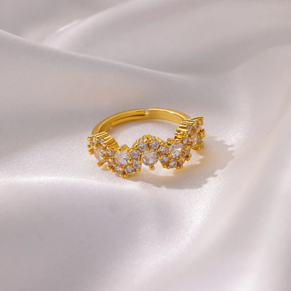 Zircon Irregular Round Control Ring Women In Stainless Steel
