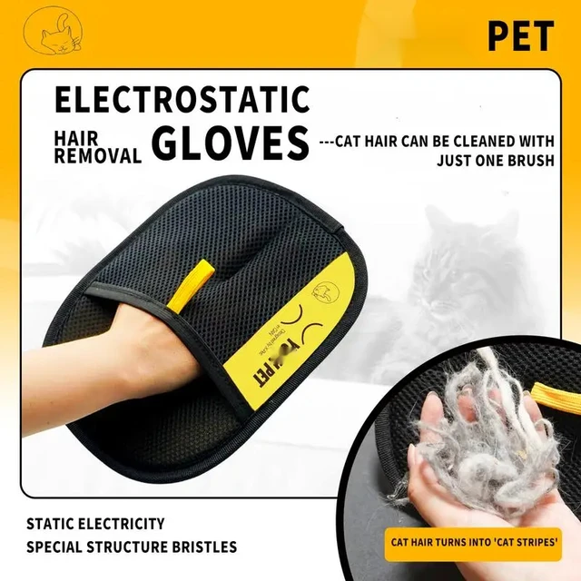 Animal hair glove Electrostatic gloves Two-way brush pet hair removal glove for cats dogs clothes furniture electrostatic 2