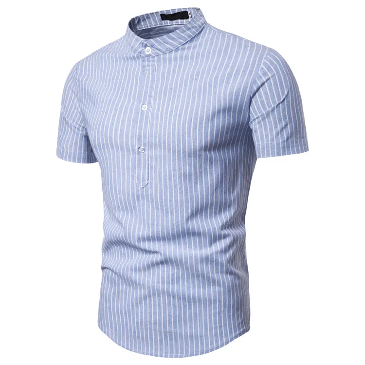 

Blue Man Shirt Cotton Spring Autumn Casual Short Sleeve Shirts