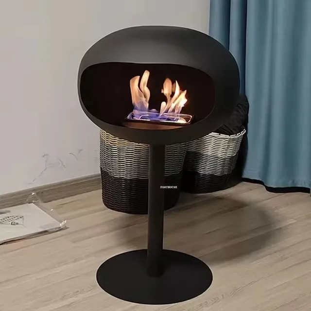 เตาผิงเหล็กดัดสไตล์นอร์ดิก ของตกแต่งบ้านสร้างสรรค์ ปี 2026 สำหรับห้องนั่งเล่น ศิลปะการตกแต่ง ให้ความอบอุ่น ดีไซน์ทันสมัย วางพื้น 1