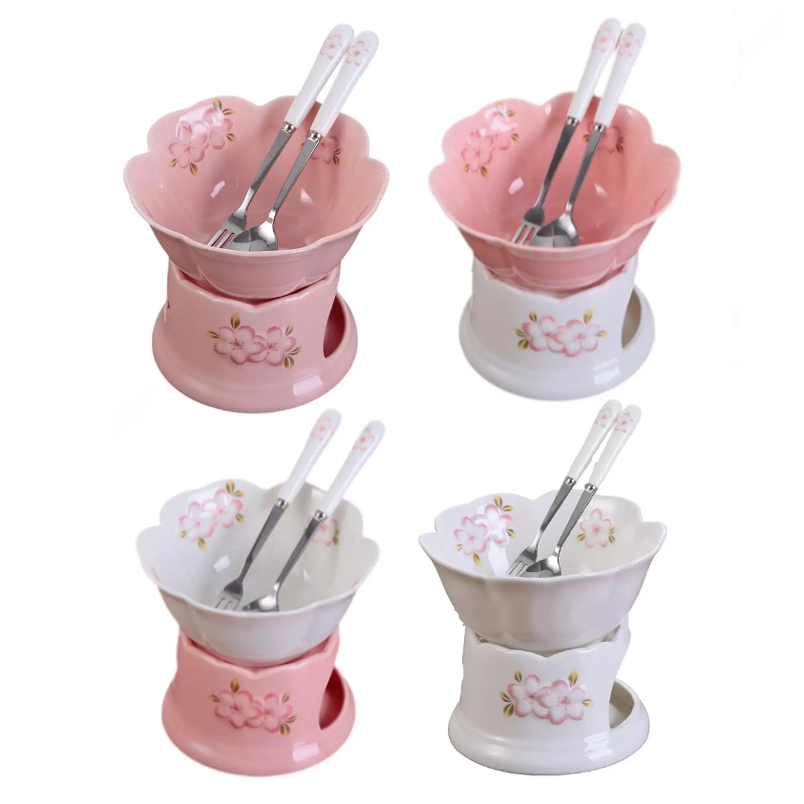 Chocolate Fondue Pot Porcelain Melting Pot Cheese Melting 300ml Chocolate Melter