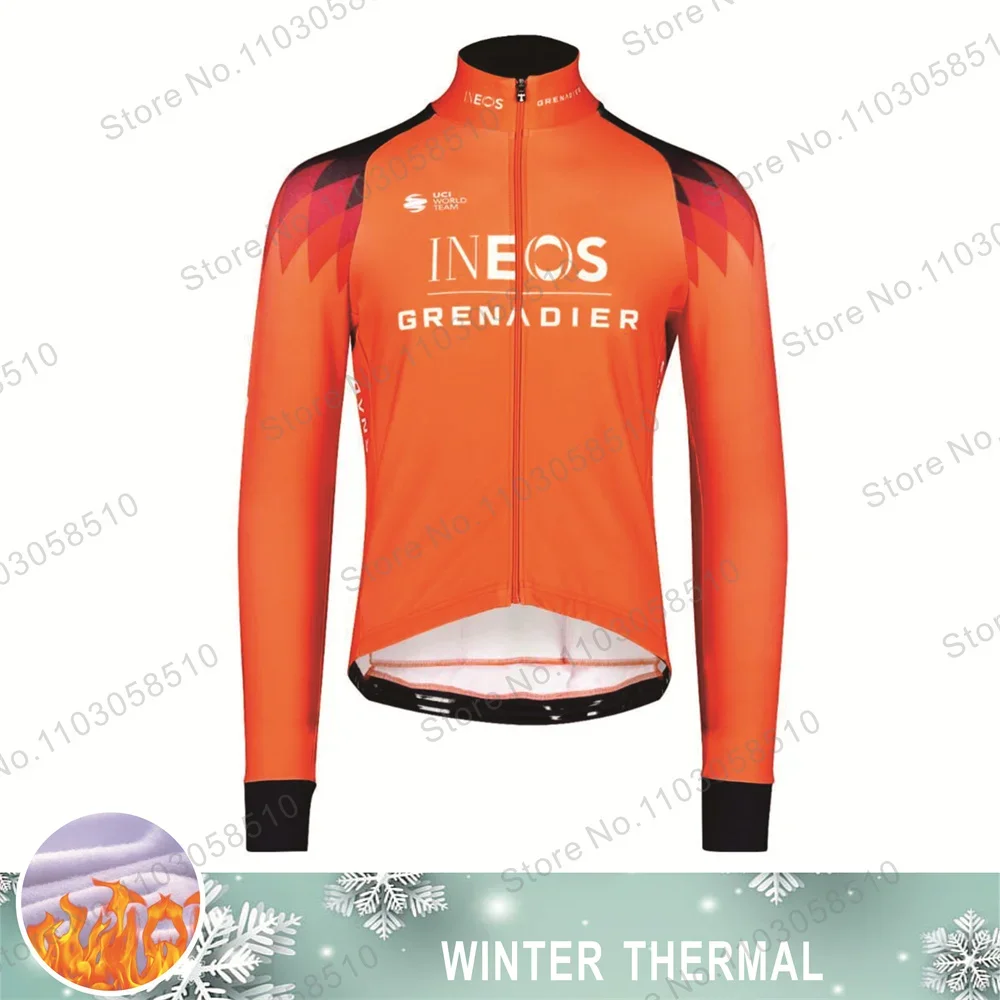 INEOS SKY Cycling Wear Chaqueta térmica de polar para ciclismo para hombre, ropa de invierno para ciclismo, camisetas de manga larga para ciclismo de carretera, camisetas de lana