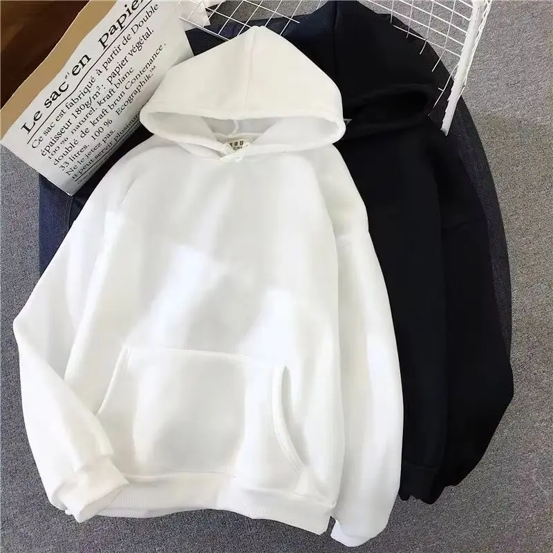 Men's Hoodies Women Pullover Spring Autumn Casual Hoodie Sweatshirts Solid Color Hoodies Oversize Black Sweatshirt For Male - 5