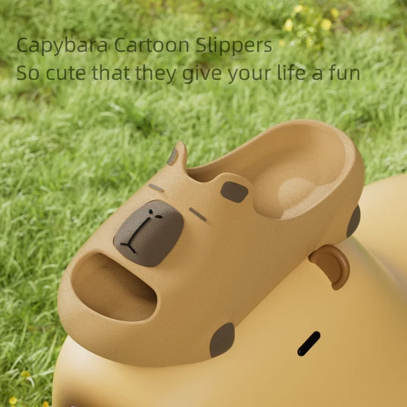 Women Cute Cartoon Capybara Slippers Men Popular Summer EVA Sandals Couple Unisex Non-slip Home Indoor Outdoor House Shoes 3