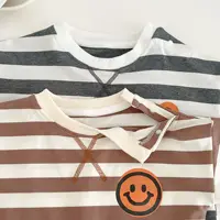 Baby New Autumn 0-2 Years Old Newborn Cotton Yarn Striped Boy Girls Jumpsuit Winter Clothes 0-3 Months 4