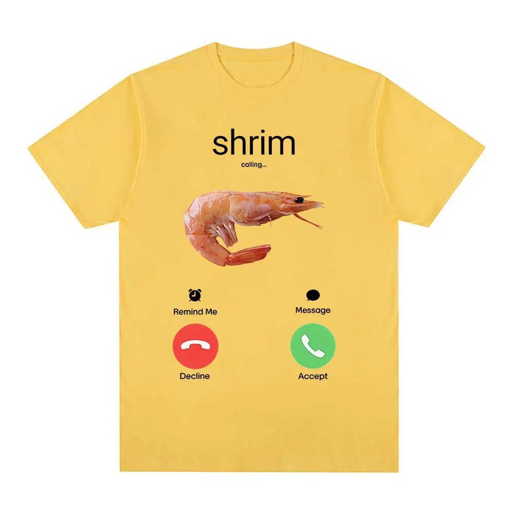 Shrim Is Calling Funny Shrimp Meme Graphic Tee - Unisex Harajuku Fashion Cotton Top