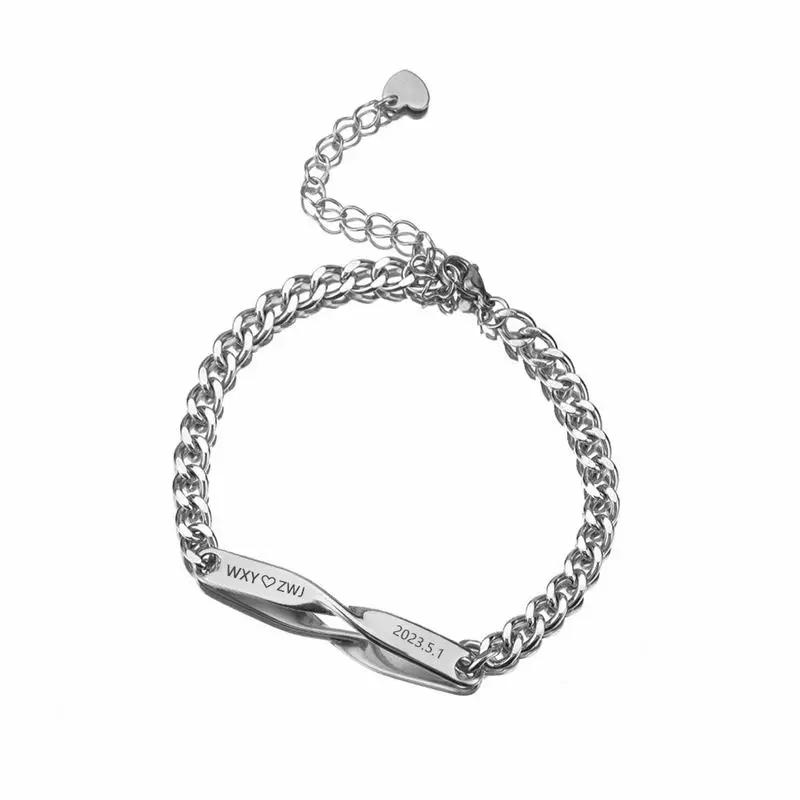 Bracelet gravé personnalisé en acier inoxydable, souvenir de couple, bijoux à la mode pour fixe, 10 pièces 5 Bracelet gravé personnalisé en acier inoxydable, souvenir de couple, bijoux à la mode pour fixe, 10 pièces 5