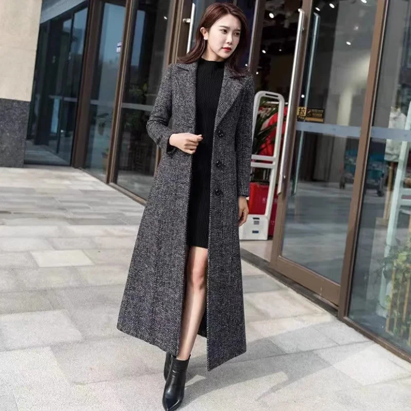2023 New Autumn Winter Windbreaker Women Overcoat  Korean Loose Belt Long Fashion Single-Breasted Leisure Coat Female Outwear