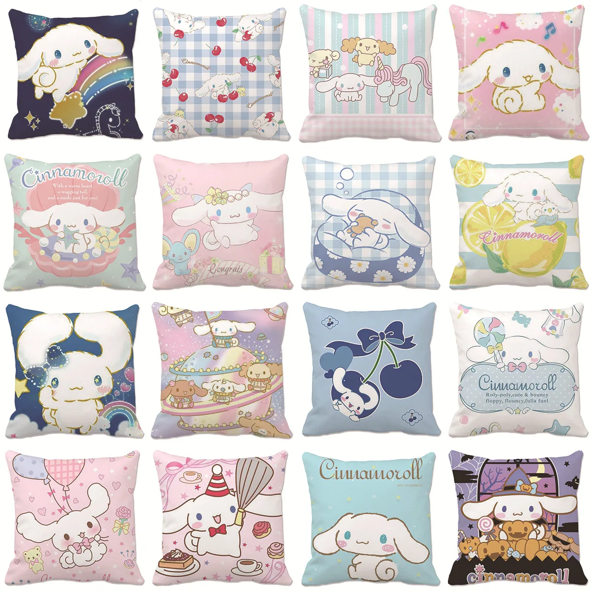 Kawaii Sanrio Cinnamoroll Funny Toy Pillow Cushion Cover Throw Pillows Case Pillow Cover Throw Bedroom Sofa Decorative Girl Gift kawaii double cashmere blanket lotso daisy duck stitchsend the same throw pillow warmth sofa bedroom solo duo winter blanket