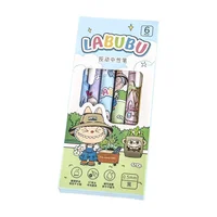 6Pcs Kawaii Cute Labubu Gel Pen Quick-Drying Writing Smooth Pen Cartoon Pressing Neutral Pen School Supplies Stationery 1