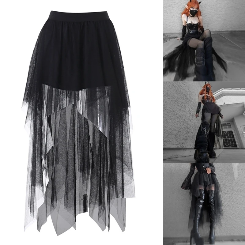 

Woman Summer Layered Half Skirts Nightclub Holiday Clothes High Waist Punk Layered Casual Skirt Female Sexy Clothing