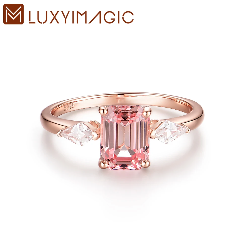 

Luxyimagic Lab Growth Pink Sapphire Rings for Women Silver 925 Jewelry Gemstones Wedding Engagement Anniversary Gift for Her