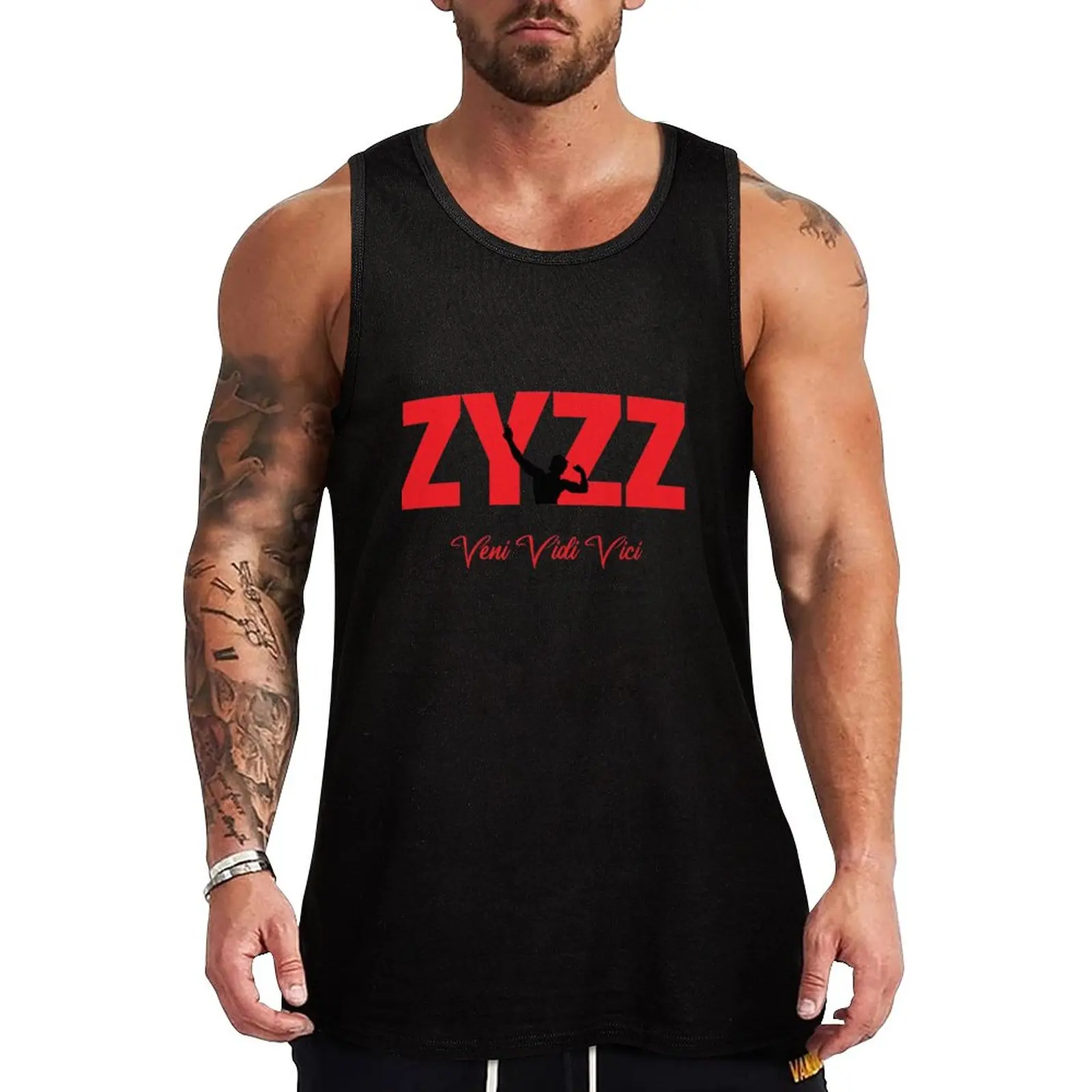 

Zyzz Text Sickkunt Gym Bodybuilding Motivational Aesthetic Veni Vidi Vici Design Tank Top basketball clothing