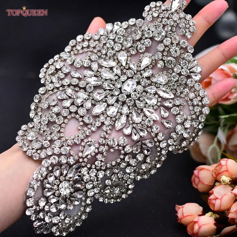 Silver Epaulets Bridal Sew on Applique Epaulets For Women Large Patches Neckline Bead And Rhinestone Patches SP01