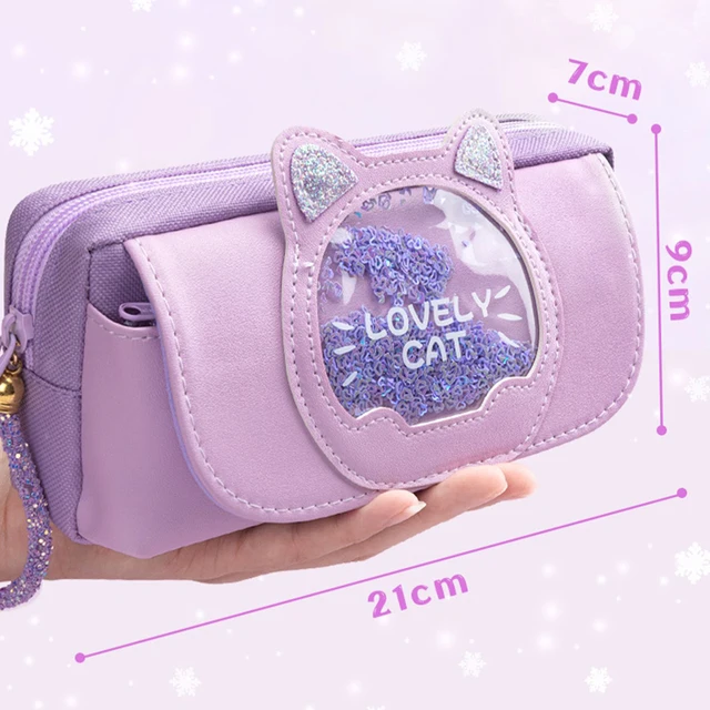 Astuccio per matite Kawaii Quicksand Astuccio per penne multifunzionale di grande capacità Borsa portaoggetti carina Forniture per ufficio scolastico di cancelleria 5