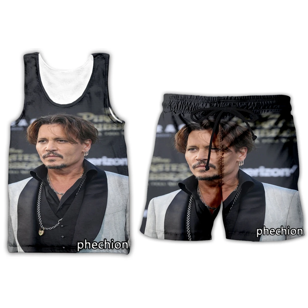 

phechion New Men/Women Johnny Depp 3D Printed Clothing Summer Fashion Streetwear Vest Men Loose Sporting Shorts T27