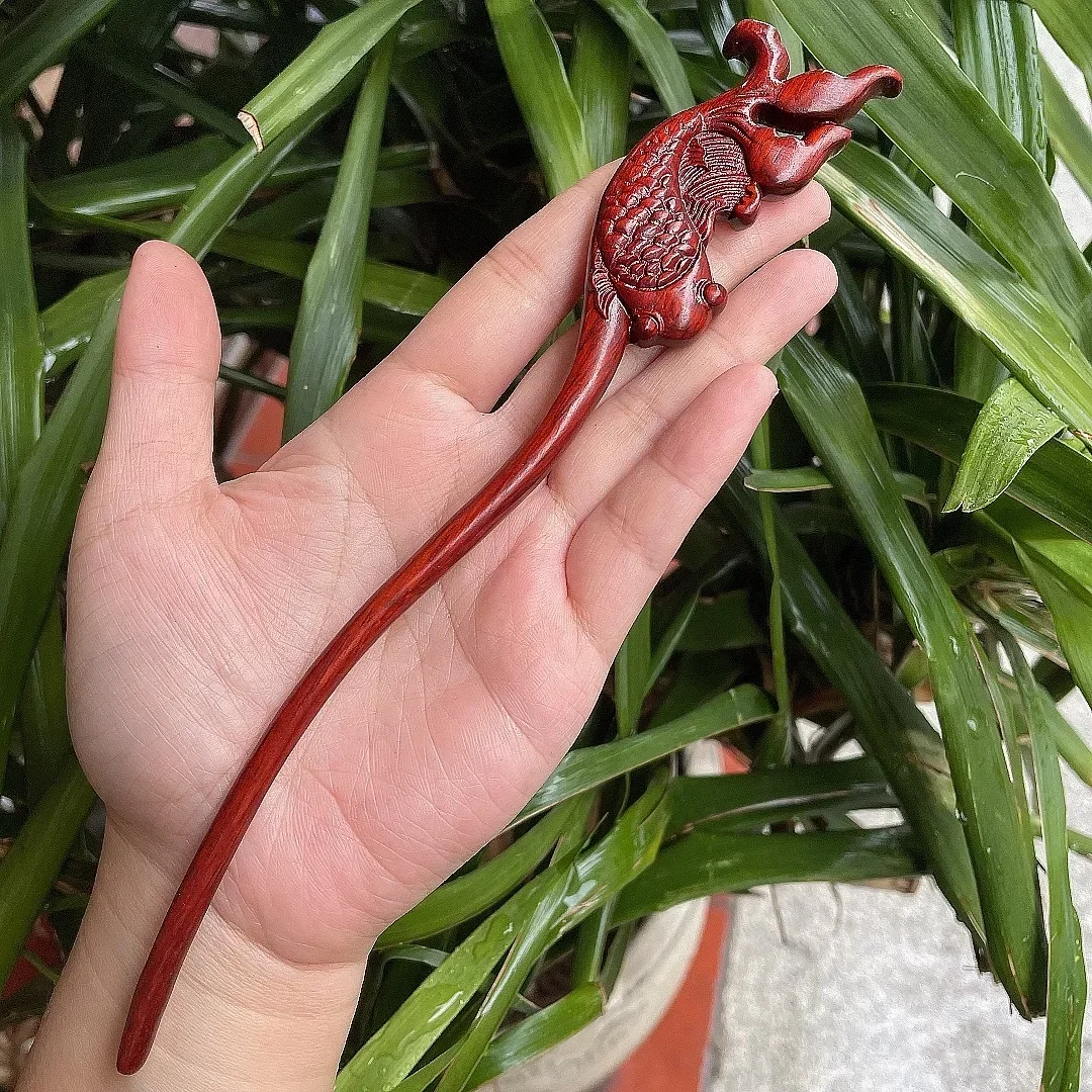 Hair Accessory Chinese Retro Style Peach Wood Handmade Carved Hairpin Hollow Out Hair Stick Jewelry Accessories for Women Hair Styling