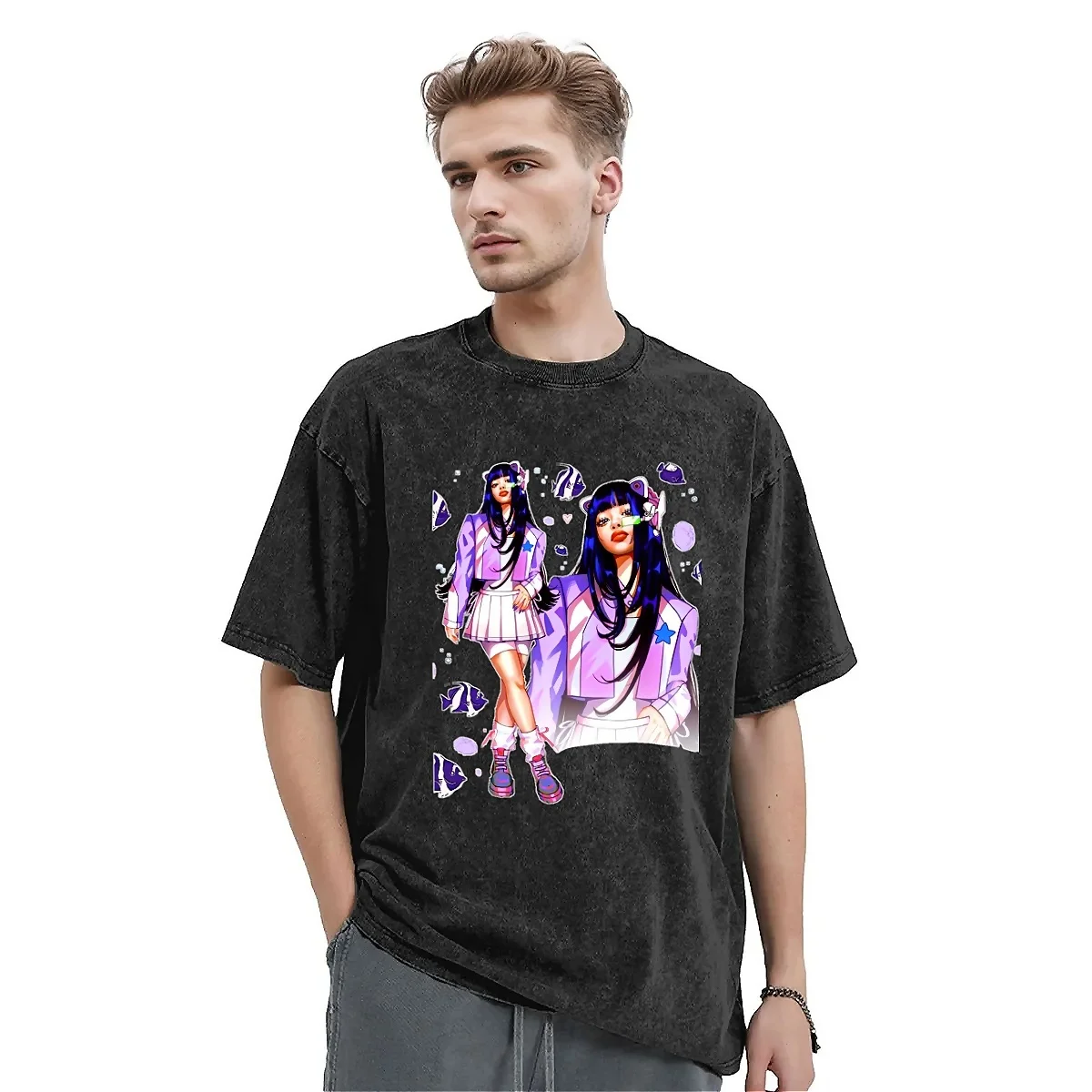 Maglietta Lavata Harajuku Newjeans Forever Casual T-Shirt Ysk Girl Trending Tshirt Per Uomo Beach Y2K Abbigliamento Modello Retrò