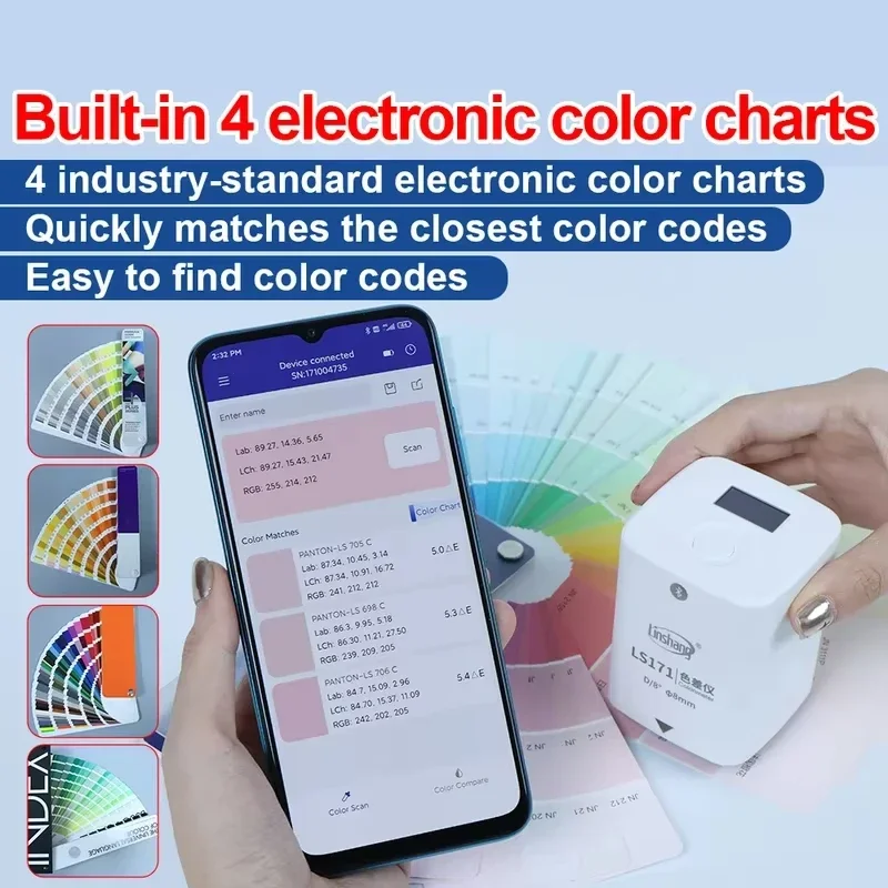 Linshang LS171 LS170 Mobile Phone APP Portable Colorimeter analyzer Screen Digital Precise LAB Meter Tester 8mm