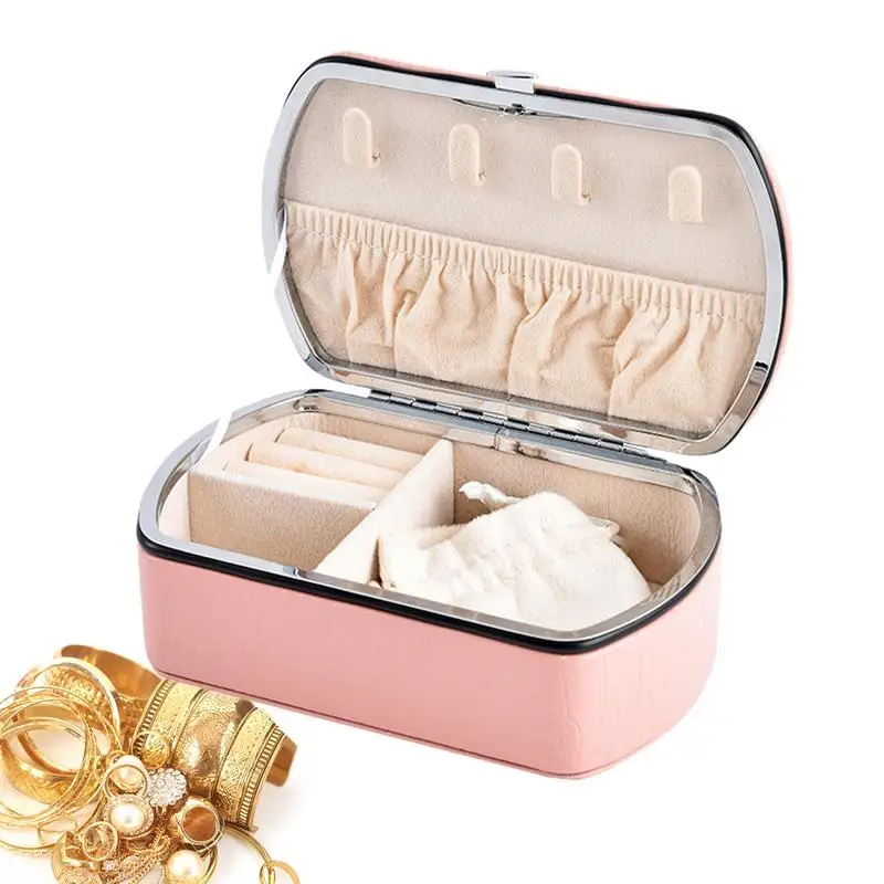 

Портативный органайзер для ювелирных украшений, компактная дорожная шкатулка для хранения драгоценностей, серег, ожерелий, колец