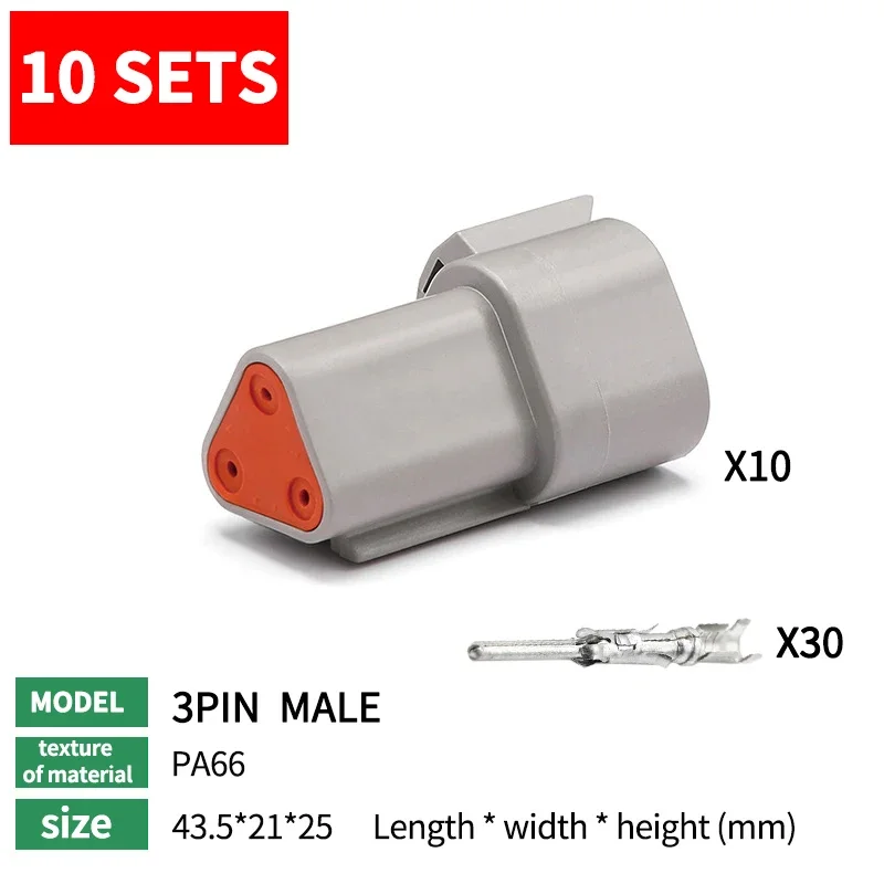 10 Sets Deutsch DT Stecker DT06-2S/DT04-2P 2P 3P 4P 6P 8P 12P Wasserdichte Elektrische Stecker Für auto Motor Mit Pins 22-16AWG – Detail 5
