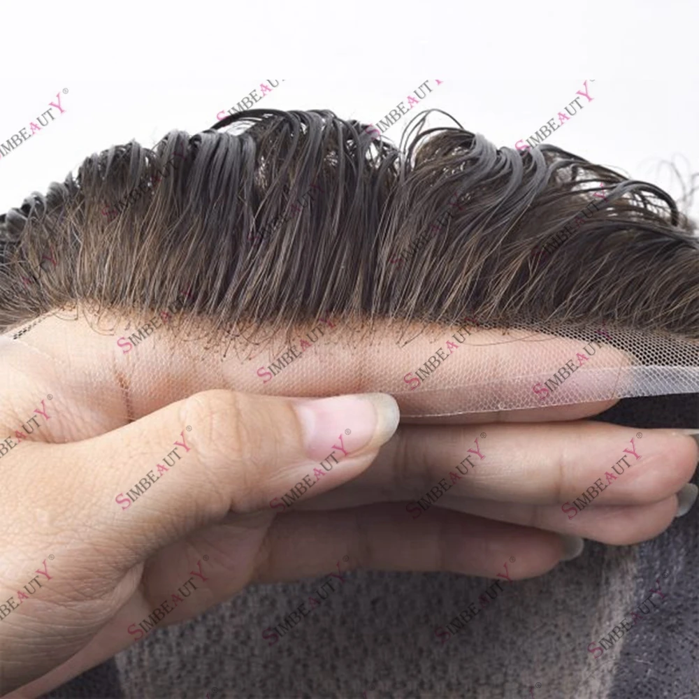 

Silky Straight Virgin Hair Silk Top Lace Front Men's Toupee Realistic Scalp Capillary Prosthesis System for Male Bleach Knots