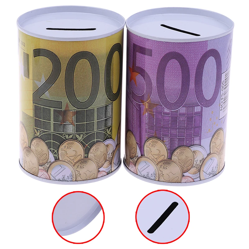 Hucha cilíndrica para monedas y billetes de euro y dólar_voghion.com