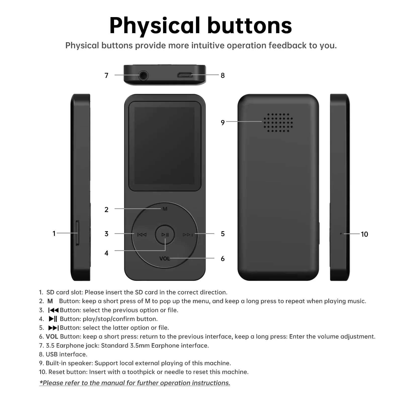 Bluetooth MP4 MP3 Lossless Music Player TFT LCD Display Walkman E-book Support 32G/64GTF Card Audio Recorder FM Radio MP3 Player