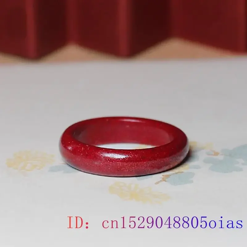 Cinnabar Rings for Women Jewelry Charm Gemstone Charms Chinese Amulet Talismans Gift Natural Accessories Vintage Jadeite Ring