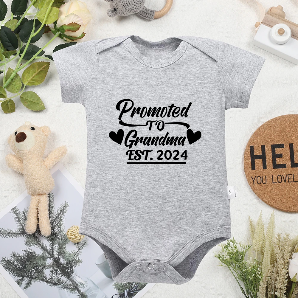 

Promoted To Grandma Est 2024 Newborn Closures Oneses Surprise Aesthetic Infant Outfits Casual Soft Baby Boy Girl Bodysuit