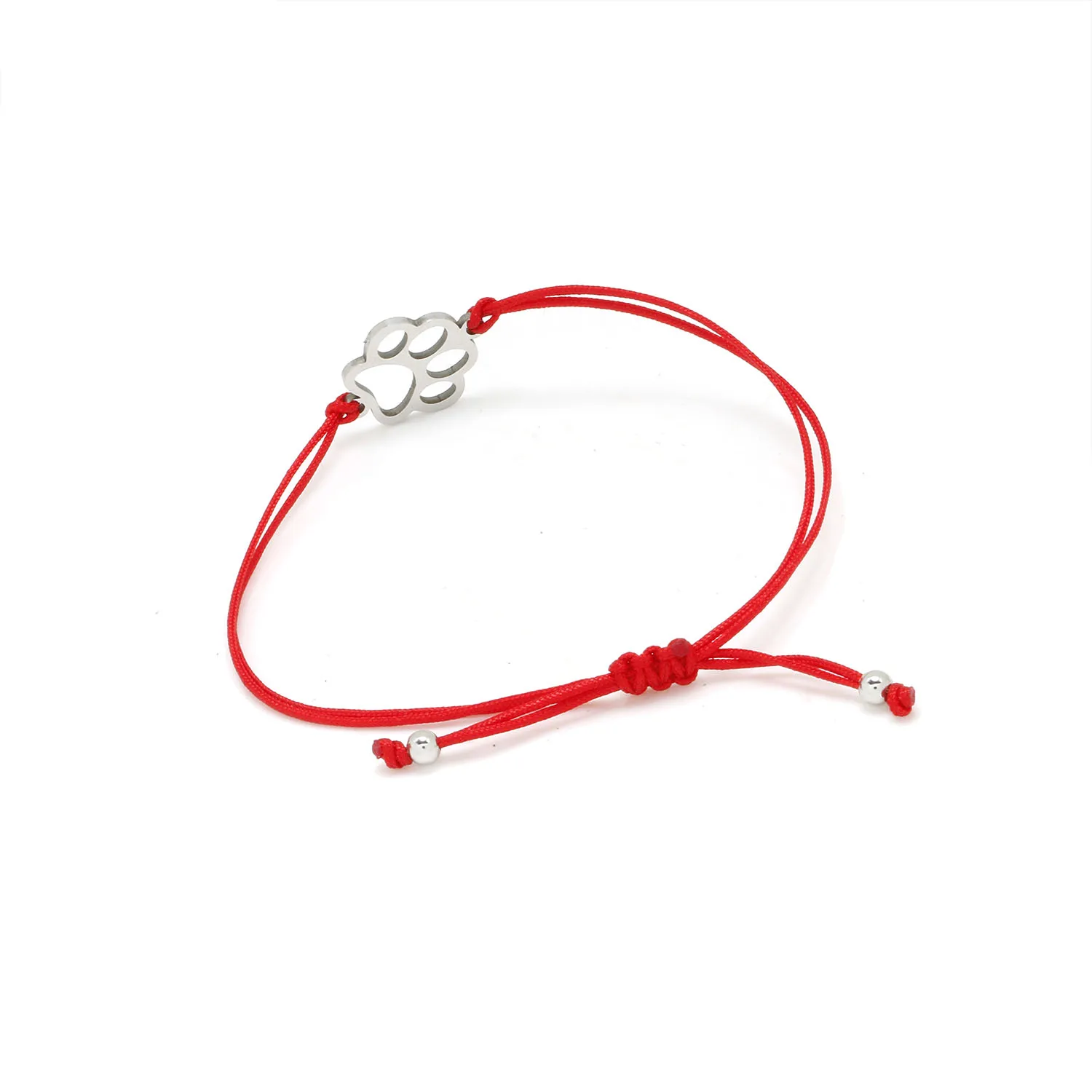 Gold-plated Stainless Steel Delicate Polishing Animal Paw Print Charm Bracelet Women Girl Fashion Red String Jewelry - PeticaDeals