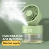 2024 Summer New Humidifier Spray Fan Portable USB Water-cooled Mini Desktop Household Appliances Water Mist Fan with LED Light 1