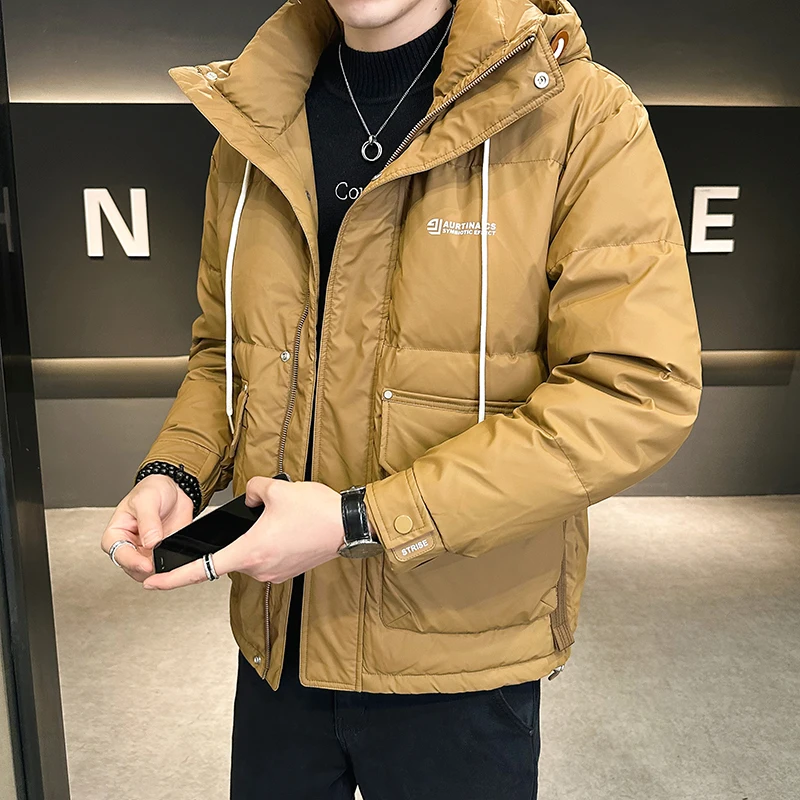 Casual 2023 Winter Men's Hooded White Duck Down Jackets Outwear Solid Warm Puffer Coat Waterproof Thick Parkas Loose Top Clothes