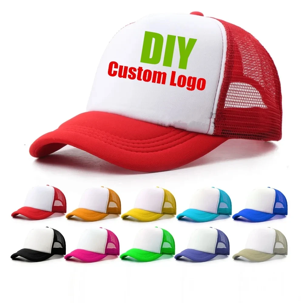 1 Piece Custom Logo Mesh Hats Men's Relaxation Hat Cheap Adult Adjustable Polyester Baseball Caps Students Hat Free Design