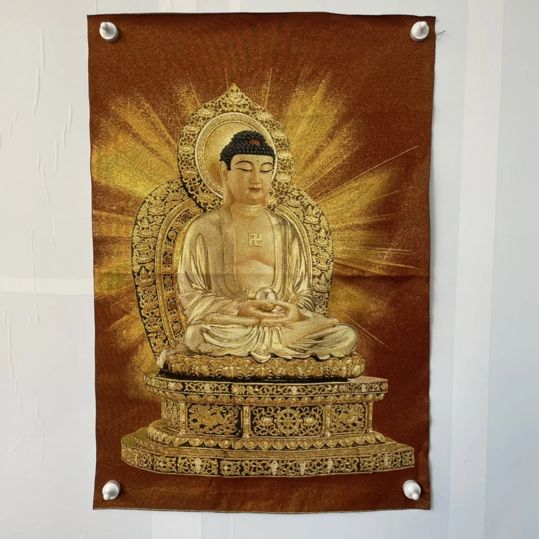 

Free Delivery China Elaborate Silk Embroidery Good Luck“ Buddha”Geomantic Thangka Painting Mural Household Decoration#6