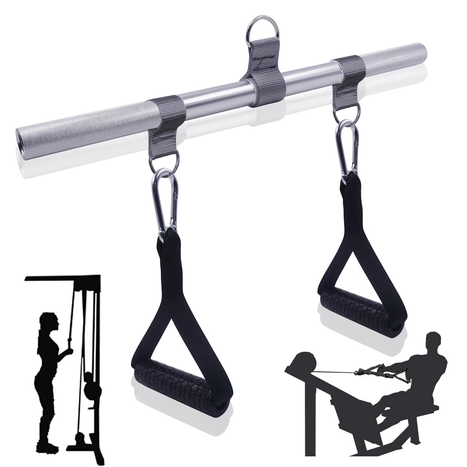 

Rowing Training Aluminum Bar Set LAT Pulldown Bar Gym Handles Cable Machine Attachment Back Strength Workout Fitness Equipment