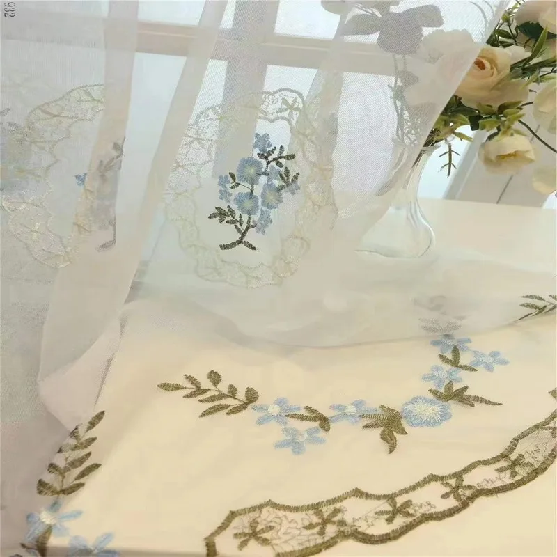 European White Embroidered Voile Curtains For Bedroom Window Curtain For Living Room Sheer Curtains Blinds Custom Made Drapes 