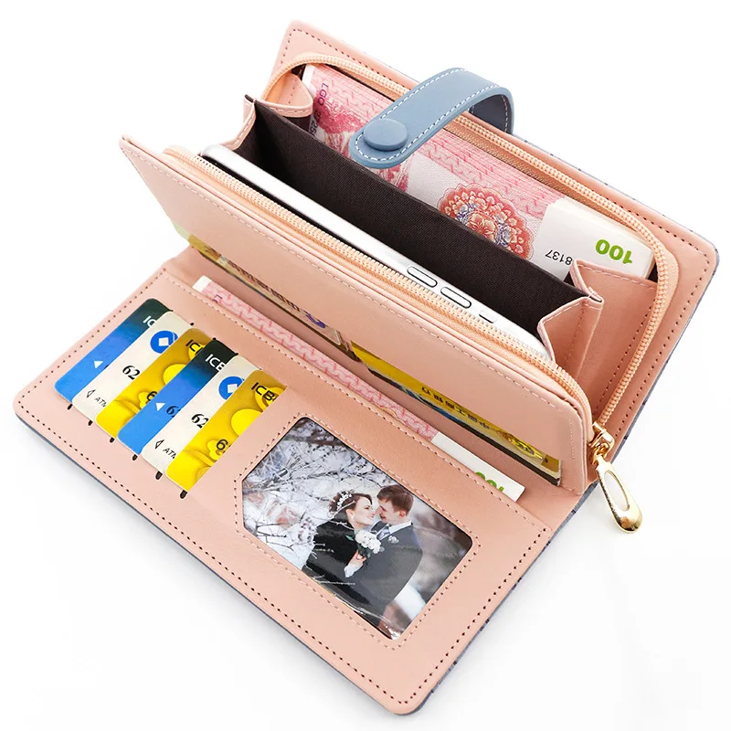 Long Women's Wallet Female Stone Pattern Zipper Coin Purses Luxury Designer Card Holder Clutch Ladies Money Bags Handbags