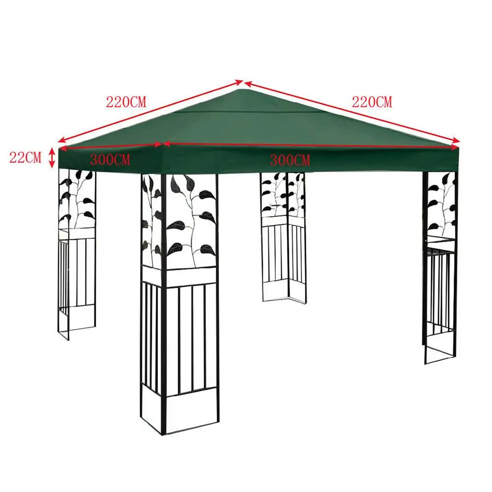 3x3m 300D Polyester Cloth Outdoor Replacement Canopy Top Double Tier Gazebo Roof Cover Garden BBQ Gazebo Top Replacement Cover