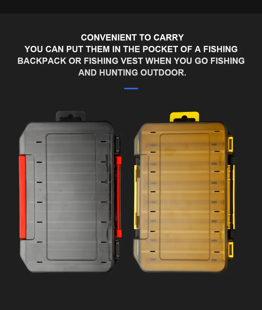 Fishing Tackle Box Lure Storage 14 Compartments Double Sided Open Case Waterproof Strength Container Baits Gear Accesorios Pesca 2