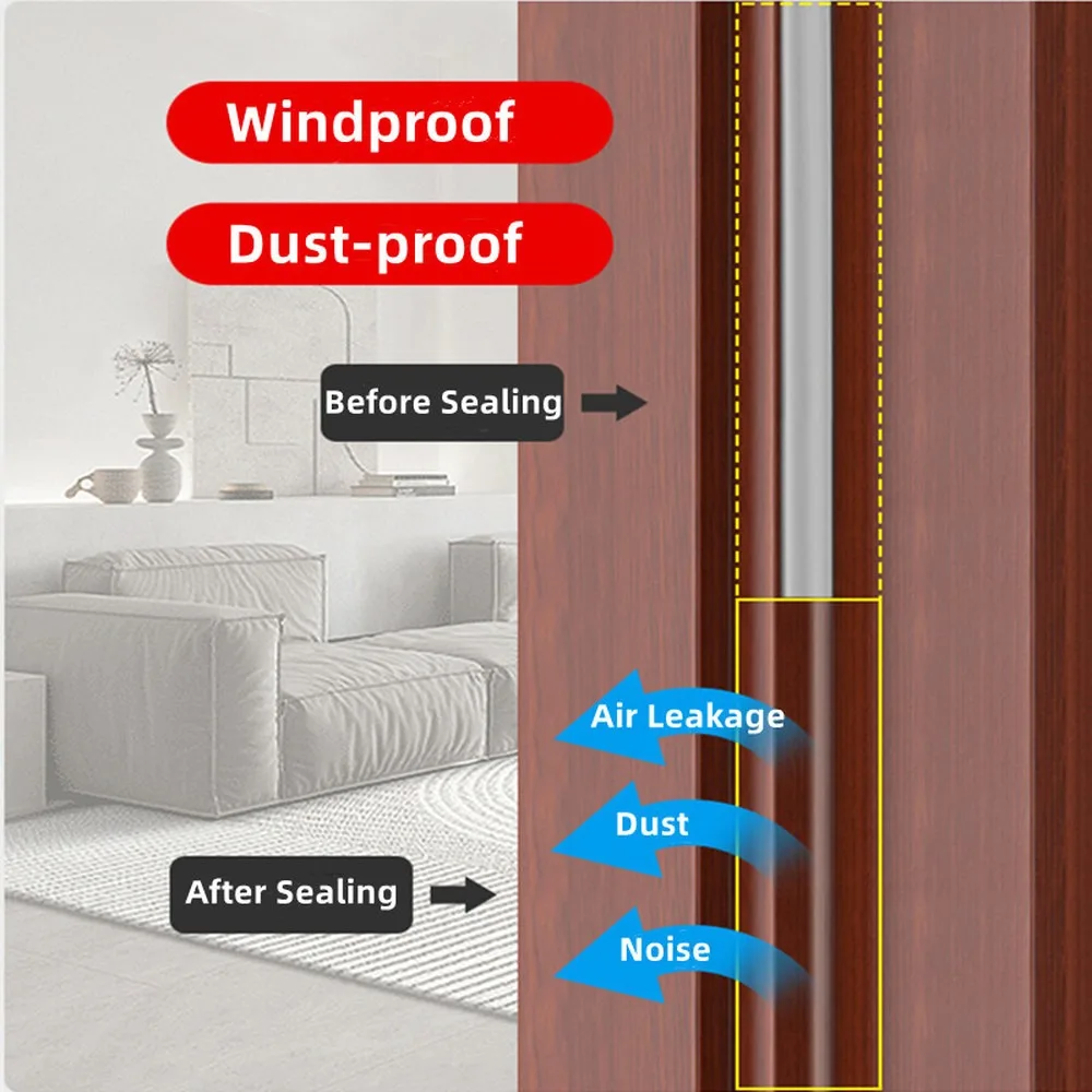 5/10m Collision Avoidance Seal Strip Gap Filler Soundproof Windbreak Rubber Foam Self-Adhesive DIPE Door Window Sealing Strip